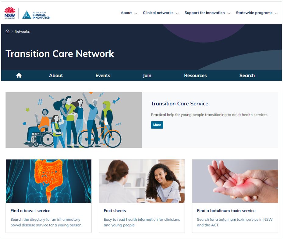 Transition Care Network web page