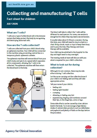 Brochure on collecting and manufacturing T-cells for adults cover image