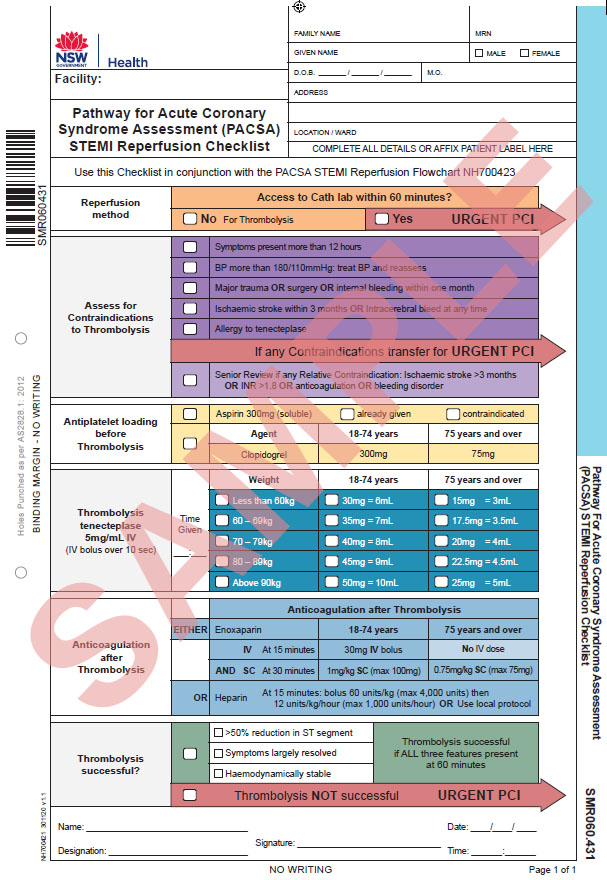 PACSA reperfusion checklist